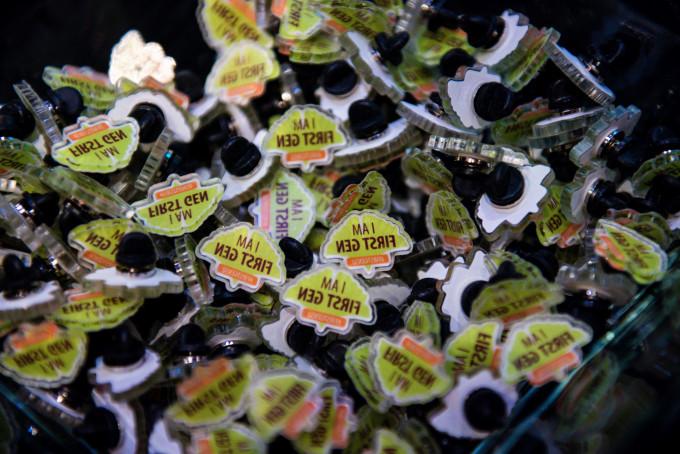 Image of pins distributed during first-generation pinning ceremony.