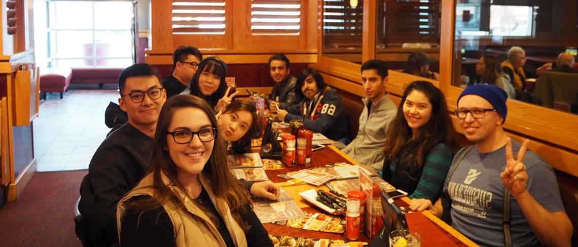 Students eating together